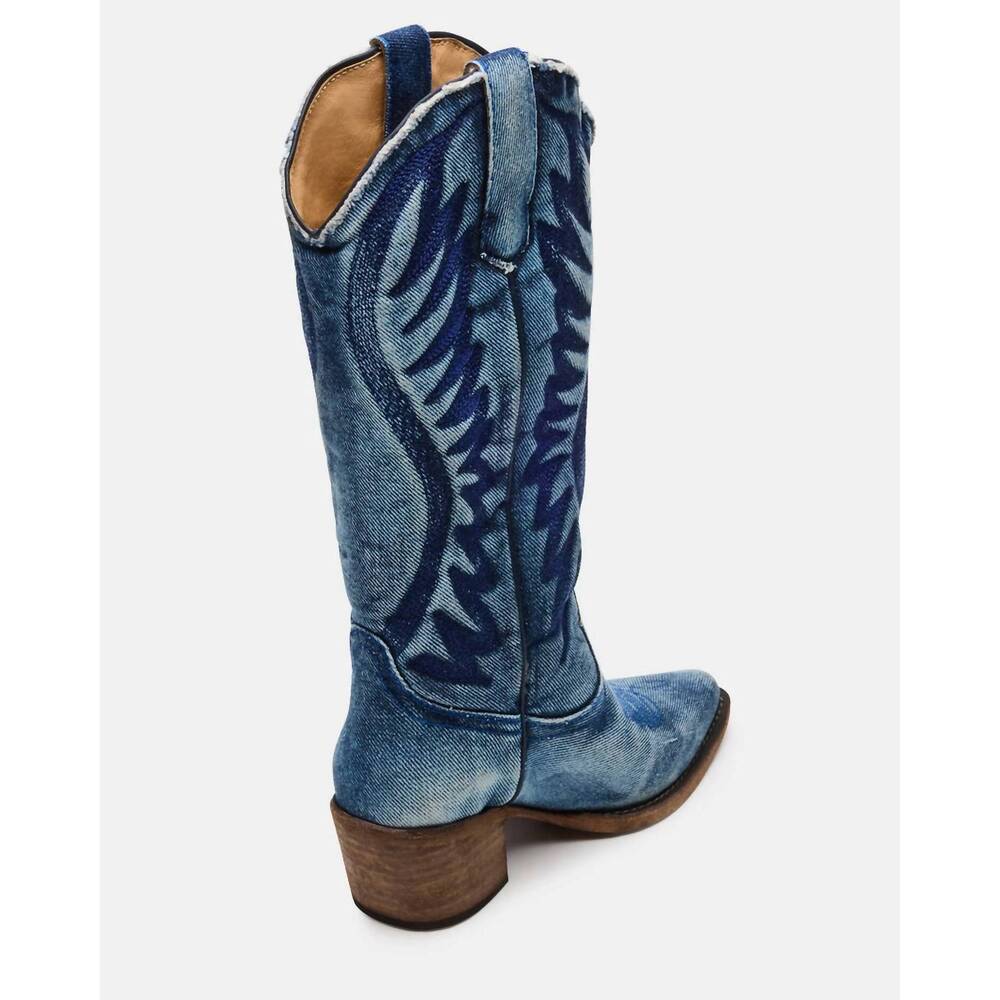 NEW STEVE MADDEN women's albany boots in denim fabric - Picture 4 of 6